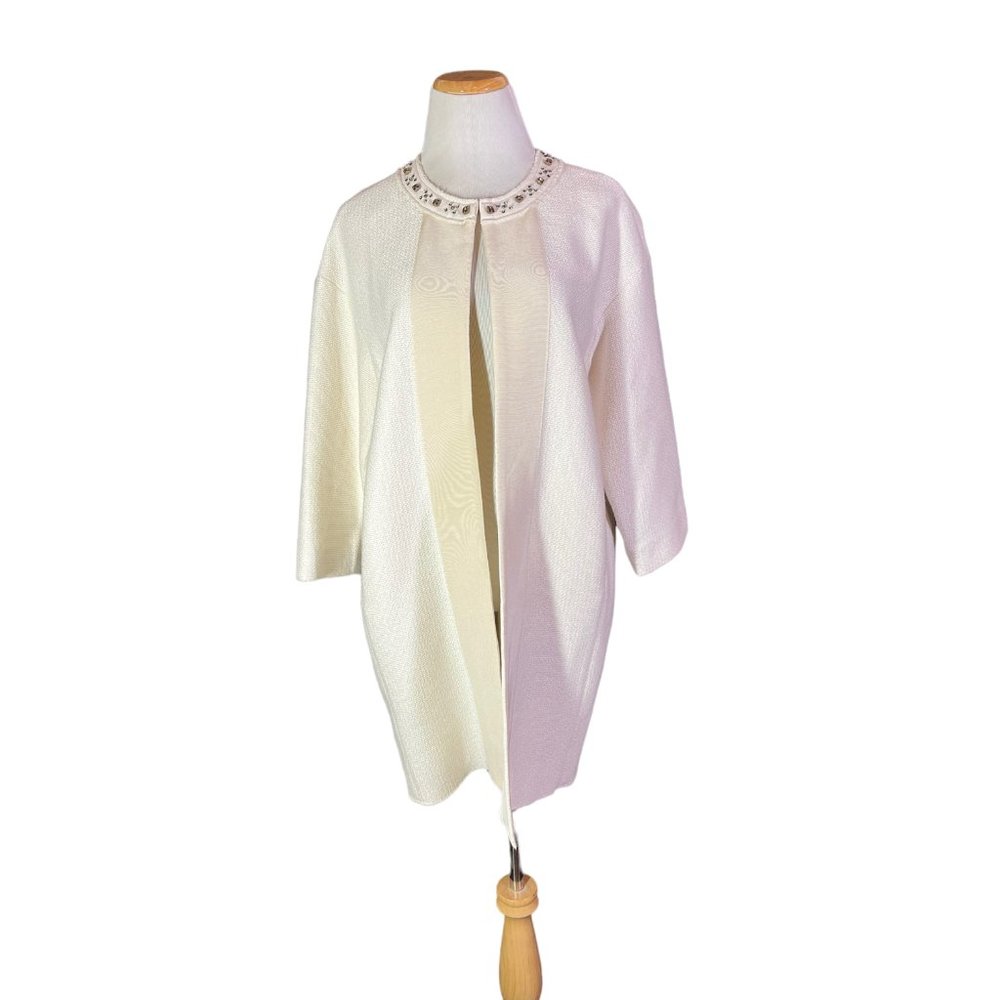 Seventy Sergio Tegon Size 42 (US6)  Cream Boucle Coat Embellished